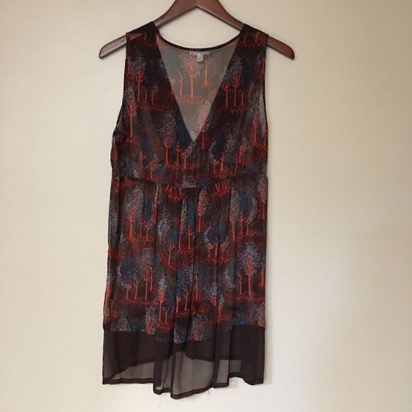 Lux | sheer silk brown flowy boho tunic | small - Picture 8 of 8